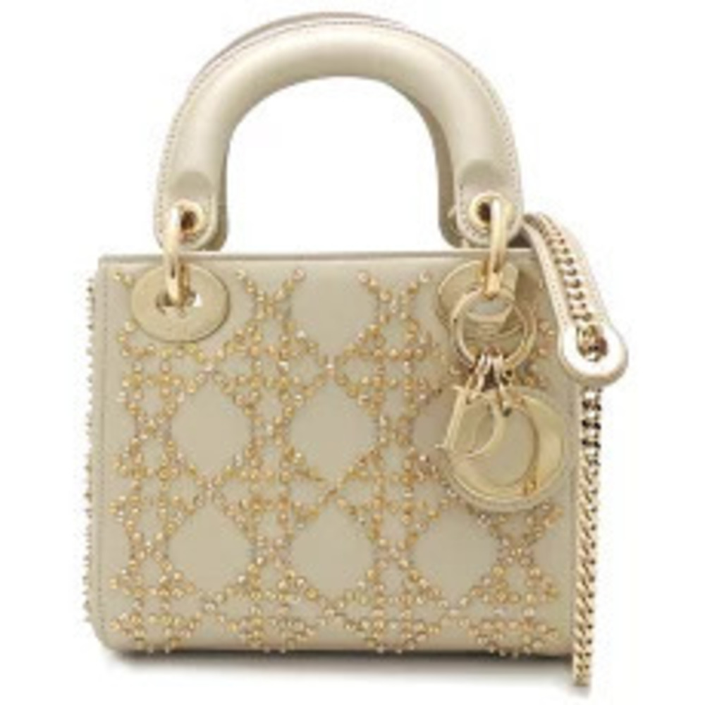 Christian Dior Lady Bag Metallic Cannage Shoulder Lambskin Platinum
